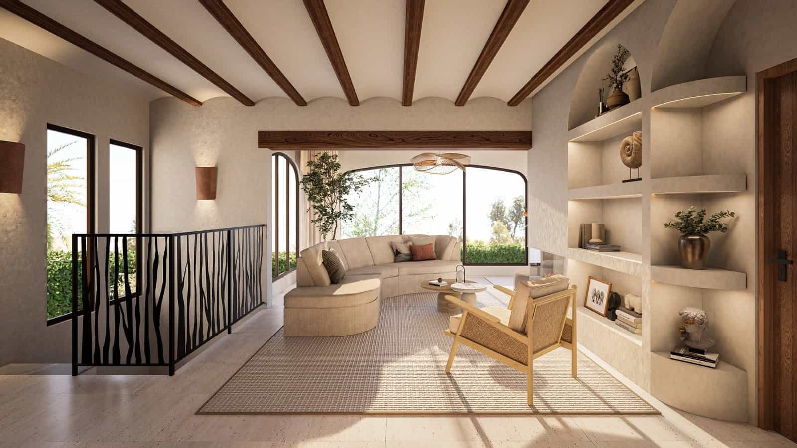 Eigentijds interieur woonkamer villa in Javea Spanje 2