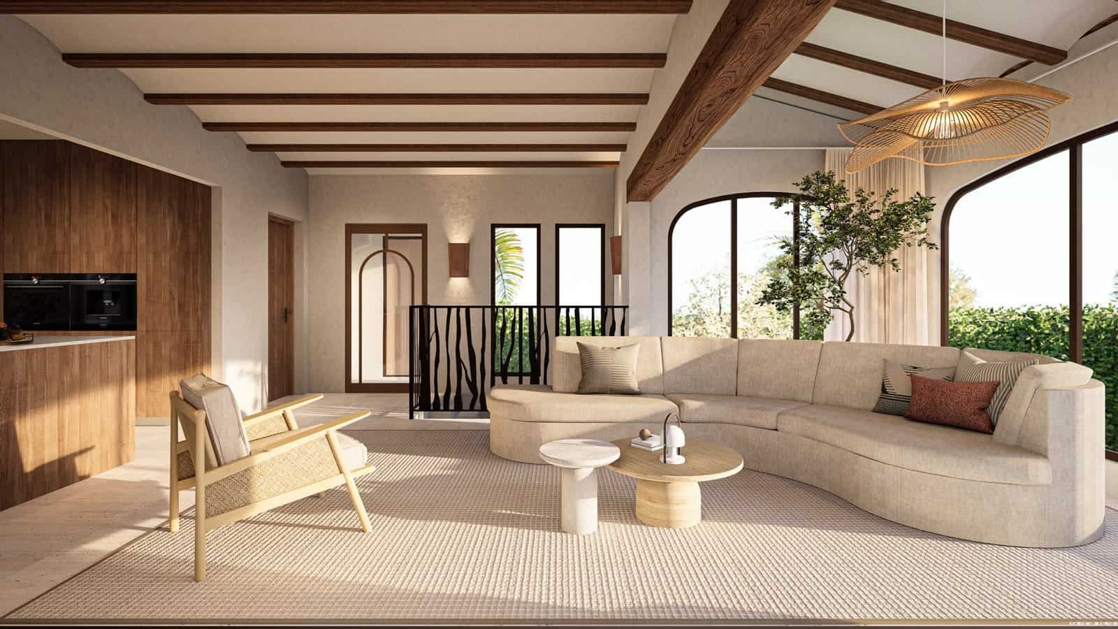 Eigentijds interieur woonkamer villa in Javea Spanje 3