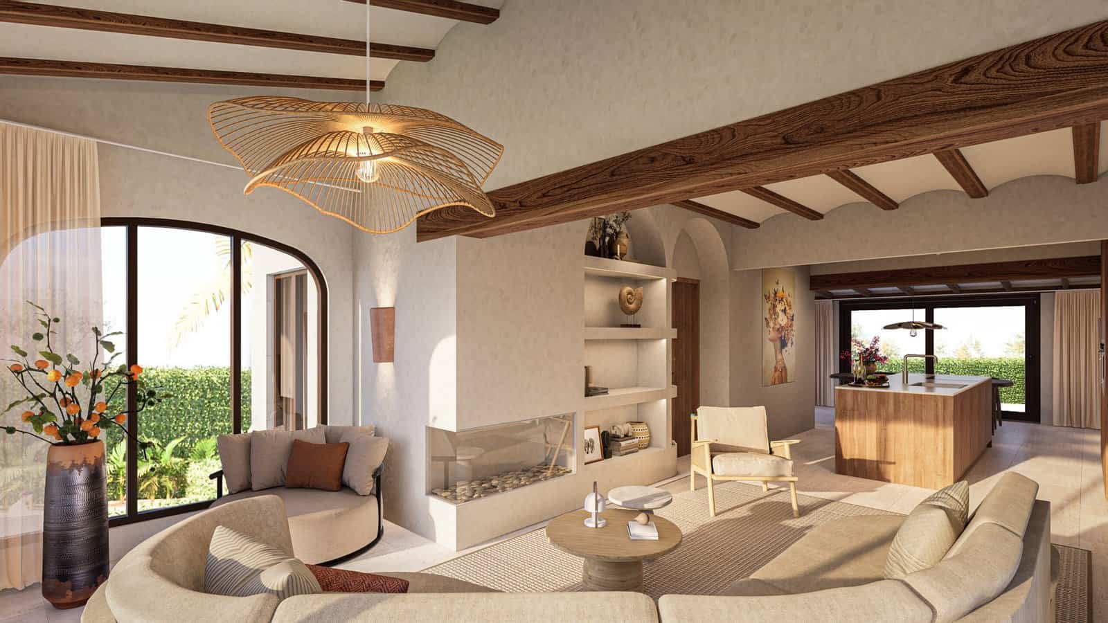 Eigentijds interieur woonkamer villa in Javea Spanje 4