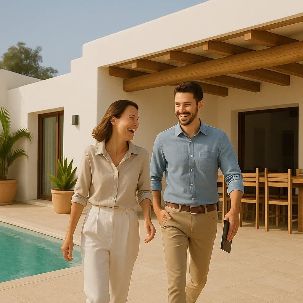Ibiza style villa in Spanje intro Blije man en vrouw bij Ibiza style villa in Javea Spanje